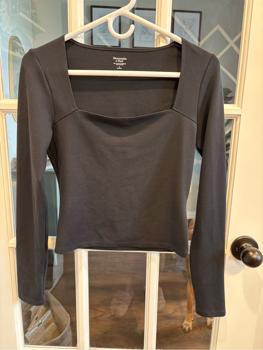 Abercrombie & Fitch Black Square Neck Long Sleeve Top